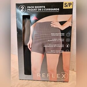 Reflex Size Small 2 Pack of High Waisted Athletic Shorts, Green and Black, NEW